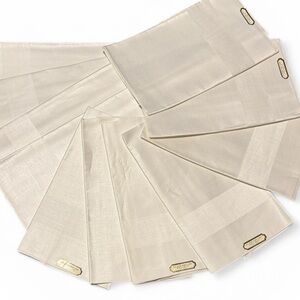 Irish Linen Dinner Napkins Set of 12 Ivory Woven Stripe Made in Ireland UNUSED
